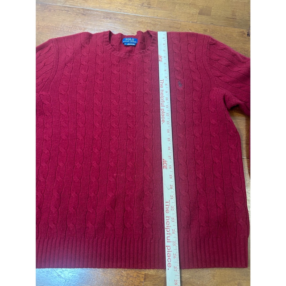 Polo Ralph Lauren Sweater Mens XL Red Cable Knit Crewneck Italian Yarn - Picture 7 of 11
